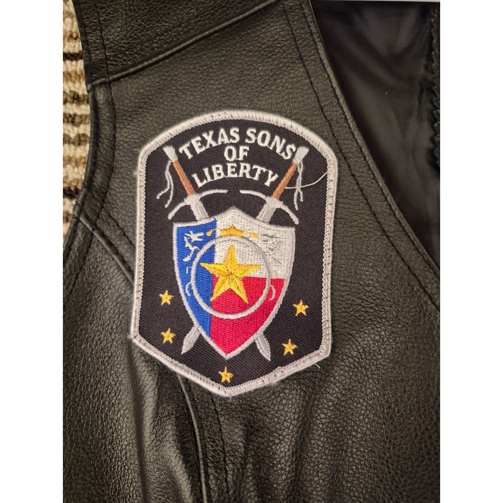 Harley-Davidson Womens Black Pigskin Leather Biker Vest XL Texas Sons of Liberty - Picture 6 of 16